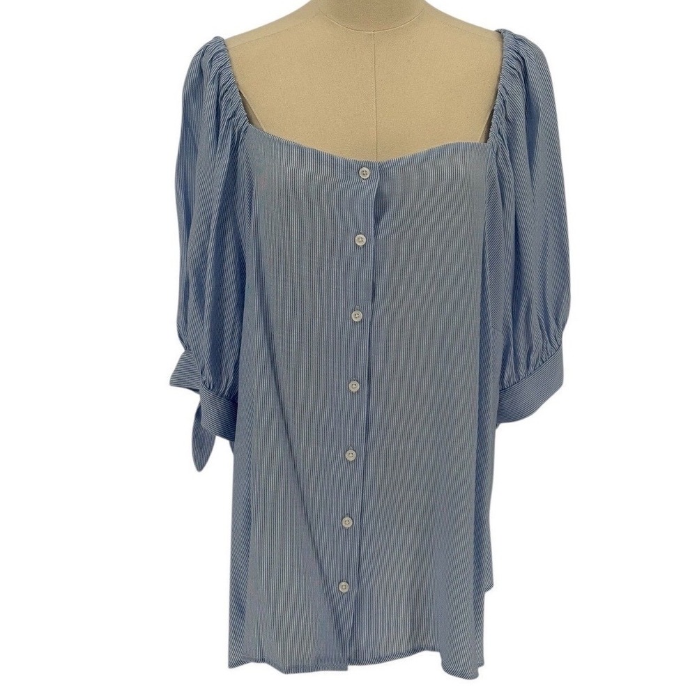 LC Lauren Conrad Women's Plus 2X‎ Blue Striped Top